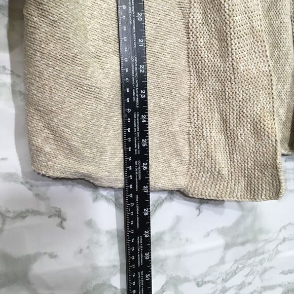 EILEEN FISHER KNIT OPEN FRONT 3/4‎ SLEEVE CARDIGAN 100% COTTON TAN XL MINIMALIST - Picture 5 of 8